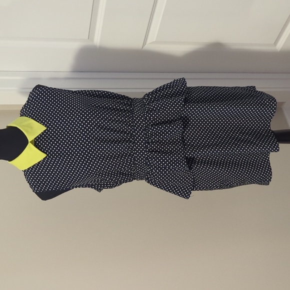 FOREVER 21 Exclusive collection | navy polka dot peplum layered dress, large - Picture 1 of 8